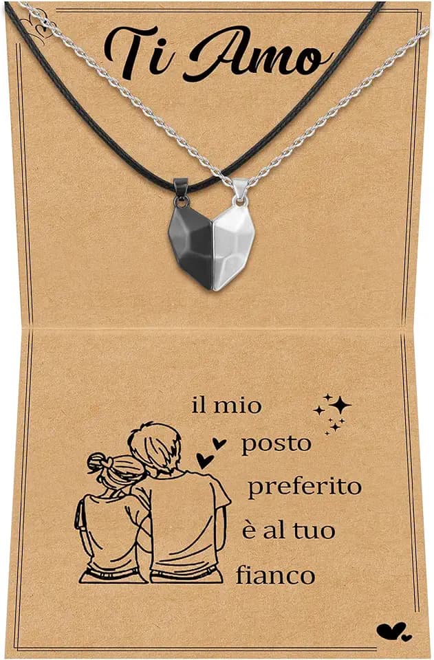 Cheerslife Collana Puzzle Anima Gemella, Regalo Romantico per Coppia Lui Lei Fidanzato Fidanzata, 2 Collane di Amore Corrispondenti, Regalo per San Valentino, Anniversario Natale Fidanzamento