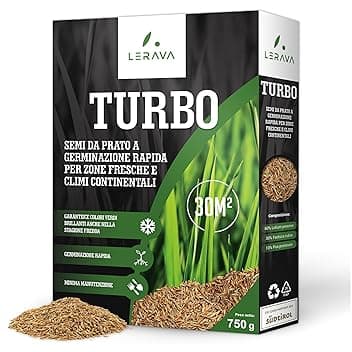 LERAVA TURBO Semi Loietto Perenne (30 m²) - Semi prato a Crescita Rapida - Fine Tessitura - Sementi per Prato Resistente e Denso - Erba da Giardino Verde Brillante - Ideale per Sole e Ombra