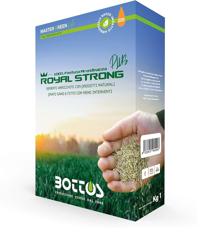 Semi per Prato Royal Strong Plus 1 Kg Sementi Conciate 100% Festuca Arundinacea Tappeto Erboso