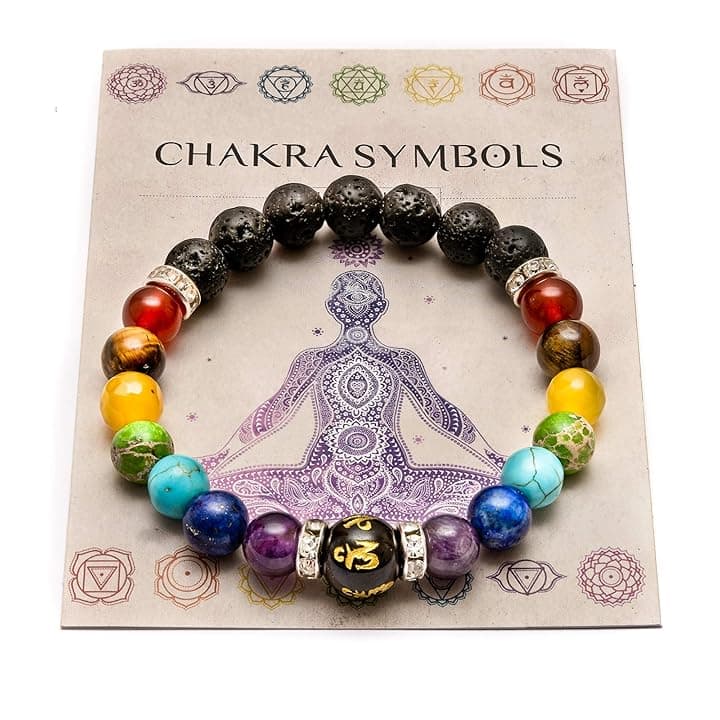 WICCSTAR Doppio Chakra Bracciale Yoga Reiki. Energia Guarigione Equilibrio Pietre vere Gioielli