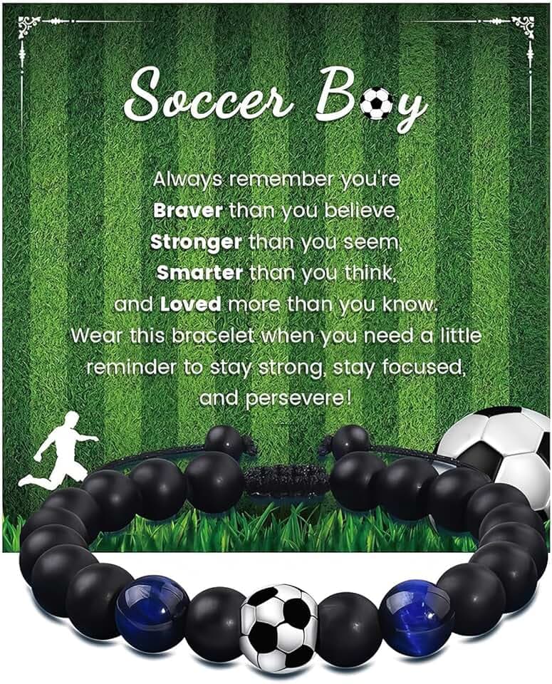 ARYIMYDP Regalo Ragazzo 8-12 Anni Braccialetto da Calcio, Sportivo con Ciondolo Pallone, Idea Regalo per Figlio Tifoso di Football