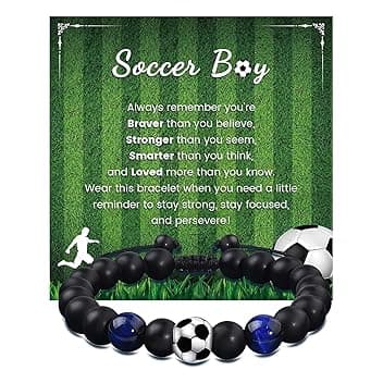 ARYIMYDP Regalo Ragazzo 8-12 Anni Braccialetto da Calcio, Sportivo con Ciondolo Pallone, Idea Regalo per Figlio Tifoso di Football
