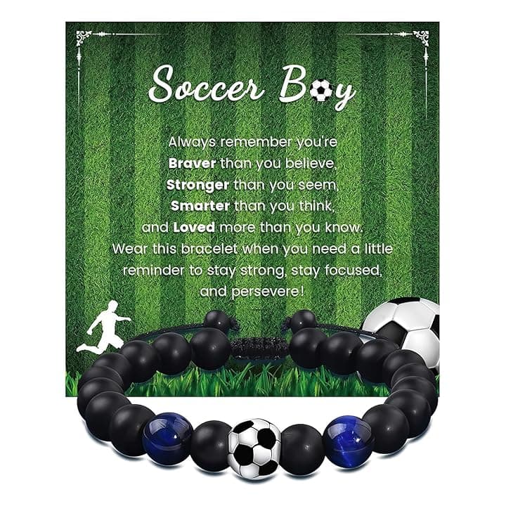 ARYIMYDP Regalo Ragazzo 8-12 Anni Braccialetto da Calcio, Sportivo con Ciondolo Pallone, Idea Regalo per Figlio Tifoso di Football