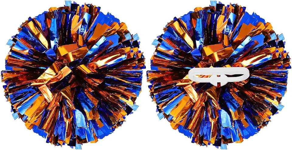 Pompon da cheerleader metallizzati, con anelli per manico, adatti per lo spirito di squadra, sport, danza, tifo
