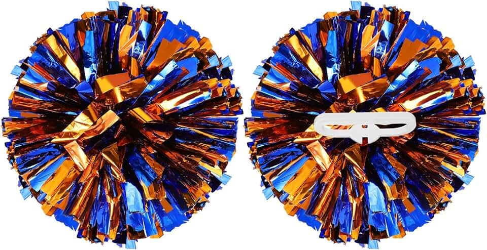 Pompon da cheerleader metallizzati, con anelli per manico, adatti per lo spirito di squadra, sport, danza, tifo