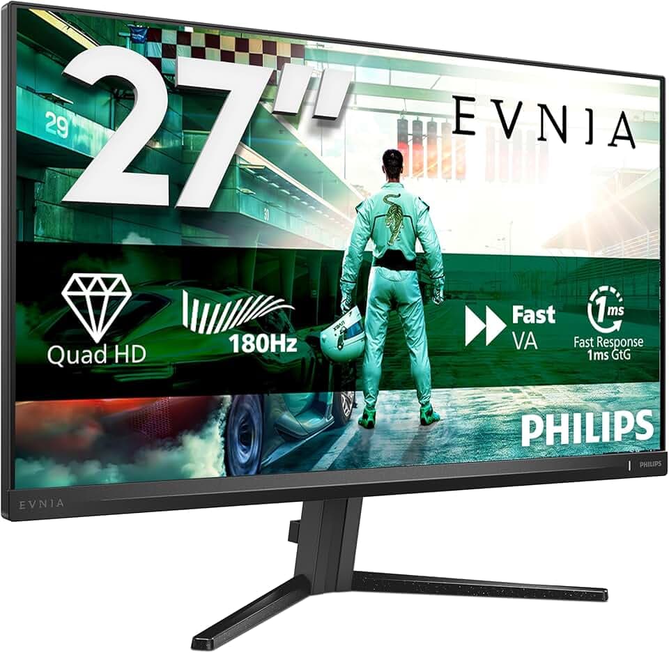 Philips Gaming Monitor 27M2N3500AM 27 pollici, , 2560x1440, WQHD, 180Hz, Fast VA Panel, 0.5ms MPRT, , (HDMI2x 2.0 DP 1x 1.4) Adaptive Sync, HDR10, FreeSync Premium, Grigio Scuro