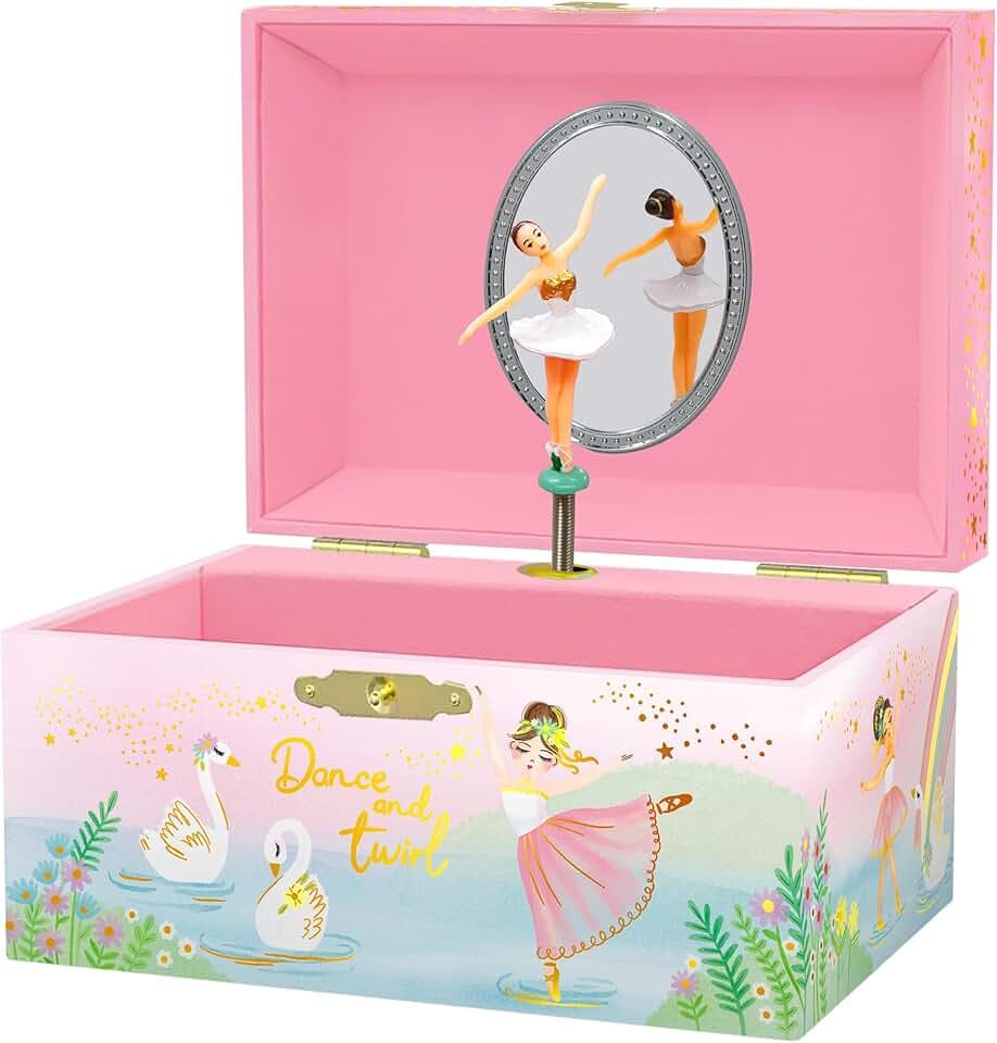 Giggle & Honey Giggle & Honey® Portagioie Carillon per Bambine - Scatola Musicale per Bambini con Ballerina che Gira e Specchio, Regali per Bambine da 3 a 10 anni, Scatole Portagioie per Bambini