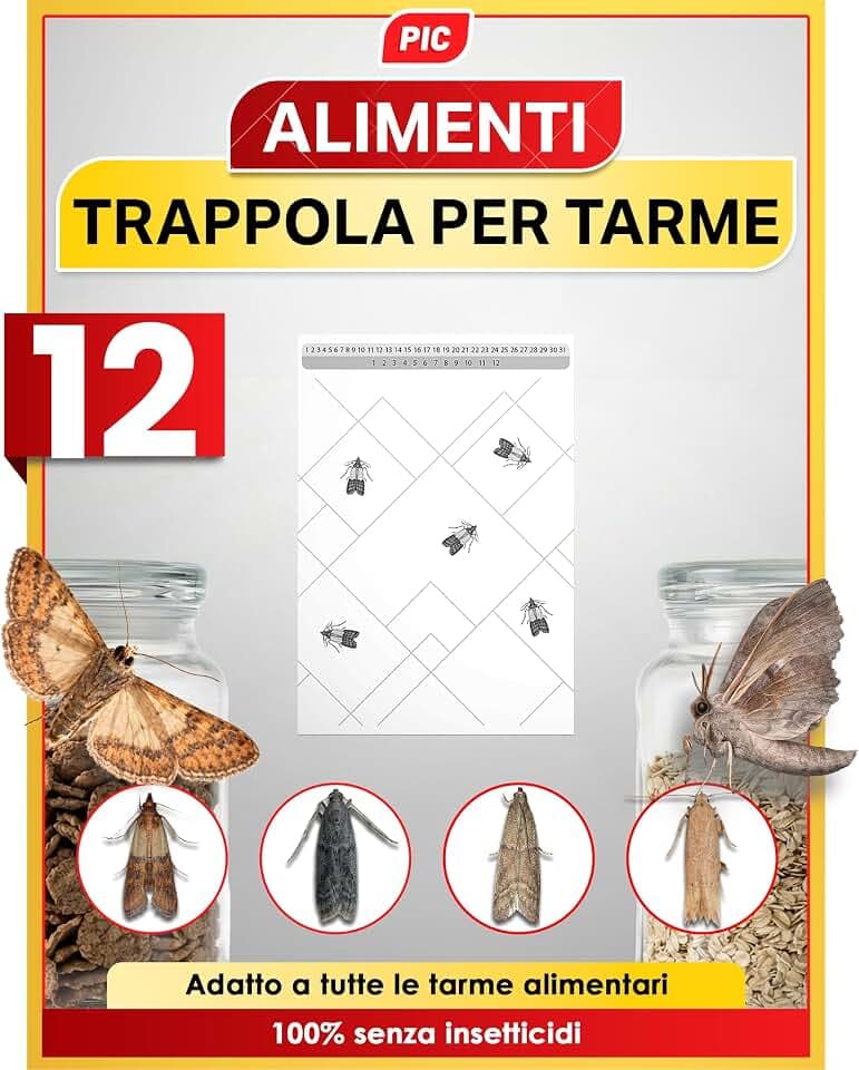 PIC Trappole Farfalline Alimentari 12x – Antitarme per Cucina e Dispensa