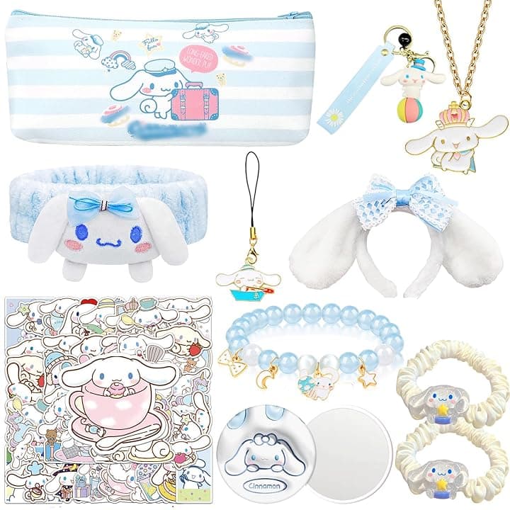 Ubephant Collana Cinamorol, Sanrio Collana, Cinamorol Braccialetto, Portachiavi Cinamorol, Cerchietto Cinamorol Fascia Di Peluche Dei Cartoni Animati Accessori per Ragazze Compleann