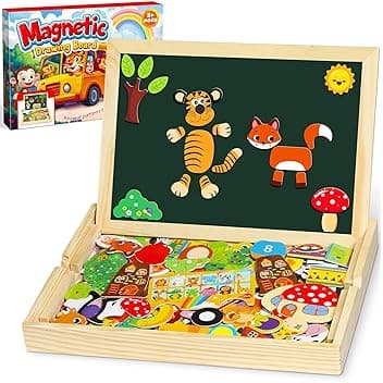 130 Pezzi Puzzle Magnetico di Legno - Nuova Giochi Montessori con Lavagna Magnetica Puzzle e Frutta Animale Carina - Educativi Puzzle Regalo Bambini Bambino 3 4 Anni