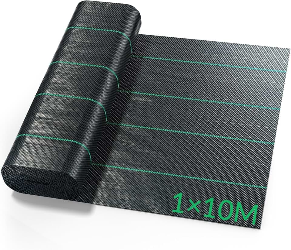 Velway Telo Pacciamatura 1x10M - 100g/m² Telo Anti Erbacce per Orto, Giardino, Tessuto Permeabile all'Acqu, Stabilizzazione ai Raggi UV,Barriere Contro Le Erbe Infestanti