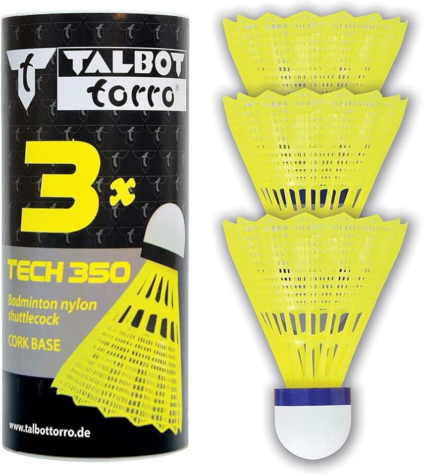 Talbot-Torro Volani da Badminton Tech 350, Lattina 3 Pezzi,Nilon
