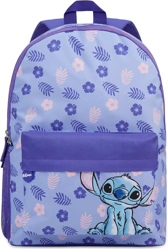 Disney Stitch Zaino Bambini Stitch Zainetto Scuola Elementar Zaino Scuola, Zaini Per Scuola Sport Viaggi (Viola)