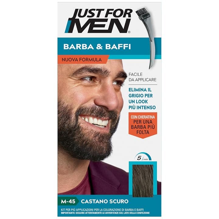 Just For Men Barba & Baffi, Tinta Uomo Con Cheratina, Castano Scuro M45