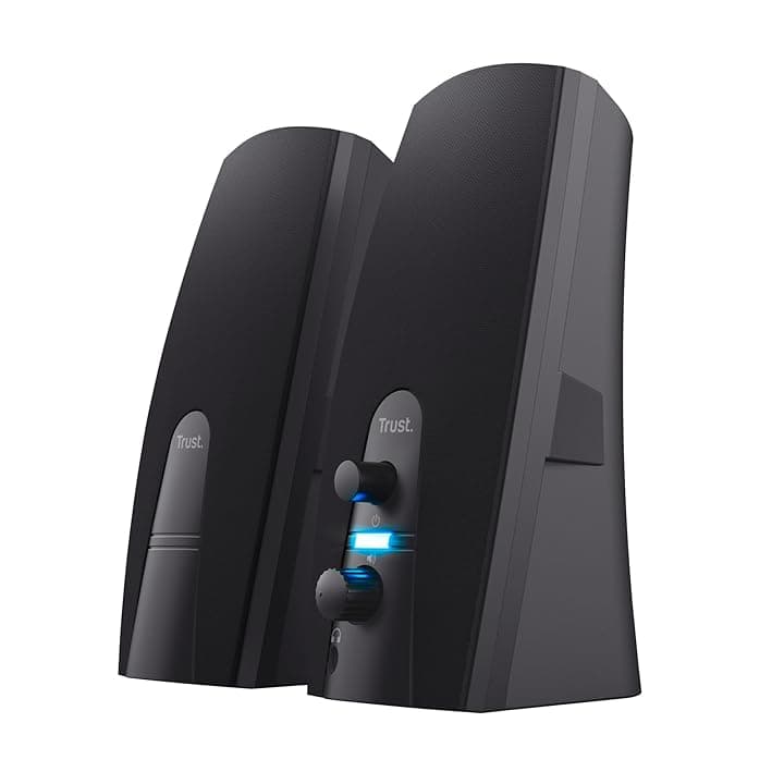 Trust Almo Casse Pc, Set Di Altoparlanti 2.0 Usb Stereo, 10 W, Jack Aux 3.5 Mm, Connettore Per Cuffie, Casse Per Pc Fisso, Altoparlante Per Computer, Portatile, Nero