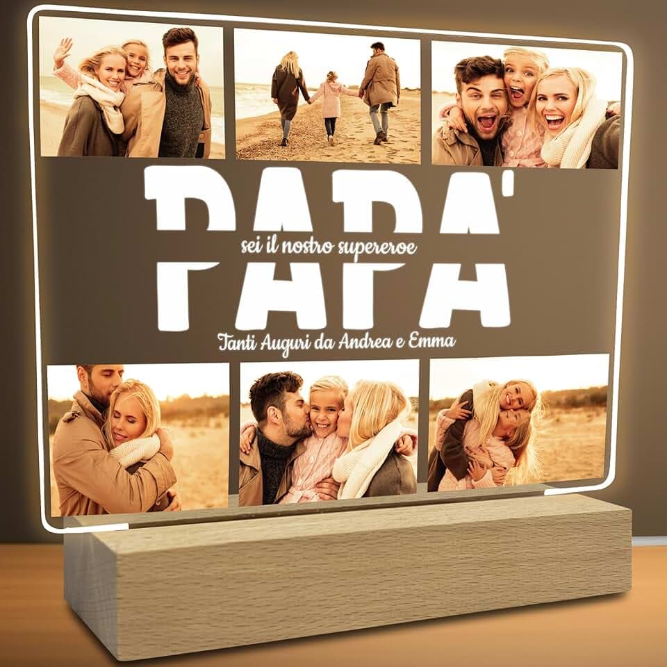 STAMPATEK Lampada Personalizzata Regalo Festa Del Papà Idee Regalo - Lampada Led Luce Notturna Regali Uomo Papà Compleanno, Regali Per Lui, Marito, Compagno Natale Originale, PlexMod6_DS3