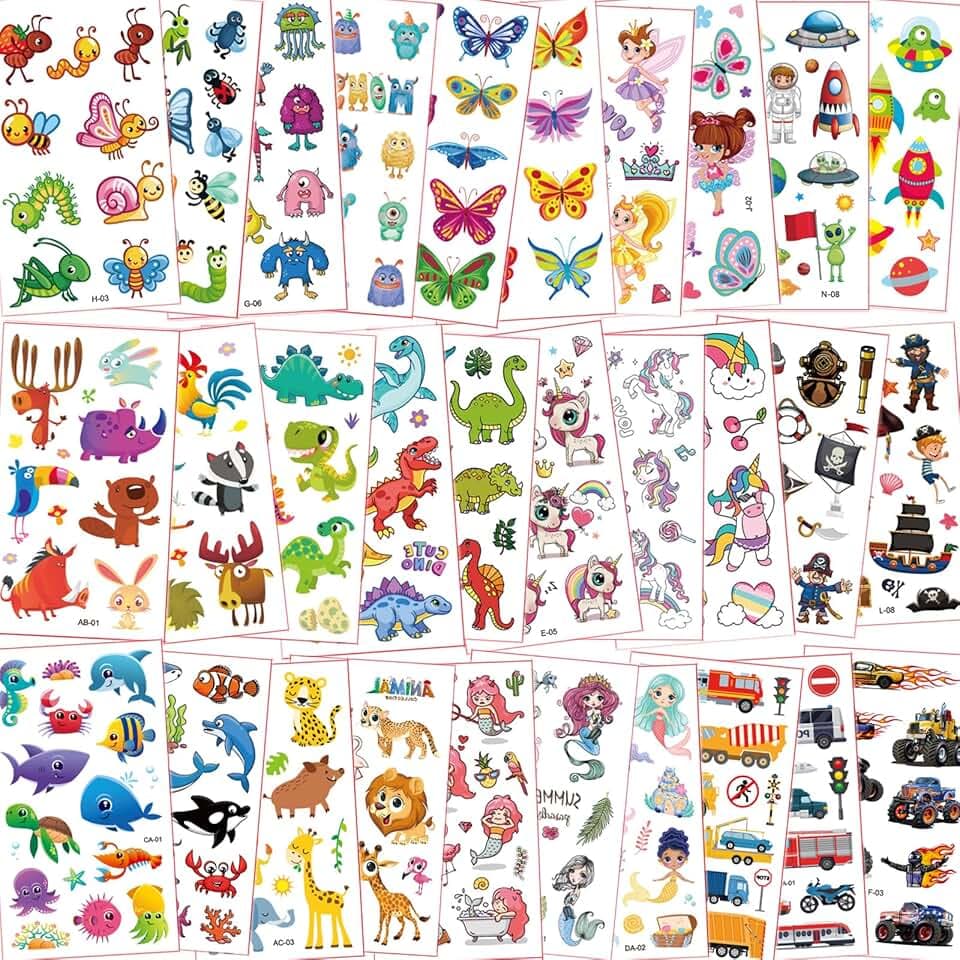 350+ Tatuaggi Bambina Ragazza Unicorno Sirena - Regalo Compleanno, Impermeabili Temporanei - Colorati (30 Pezzi)