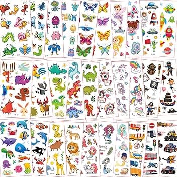 Fhlbestyu 350+ Tatuaggi Bambina Ragazza Unicorno Sirena - Regalo Compleanno, Impermeabili Temporanei - Colorati (30 Pezzi)