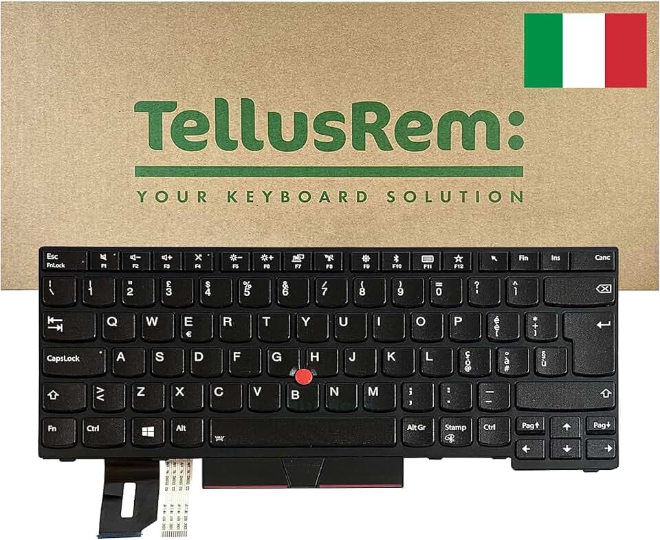 Tastiera sostitutiva compatibile con Lenovo ThinkPad T480s black - IT retroilluminata, per modelli compatibili T480s, T490, E490, L480, L490, L380, L390, L380 Yoga, L390 Yoga, E480, E490