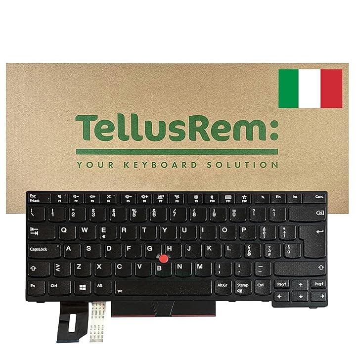 Tastiera sostitutiva compatibile con Lenovo ThinkPad T480s black - IT retroilluminata, per modelli compatibili T480s, T490, E490, L480, L490, L380, L390, L380 Yoga, L390 Yoga, E480, E490