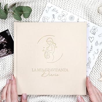 Wellode Diario della Gravidanza in Italiano con 105 Pagine e Adesivi - 9 Mesi di Ricordi da Custodire per Sempre - Libro Gravidanza da Compilare - Regalo Prezioso per Future Mamme (Crema)