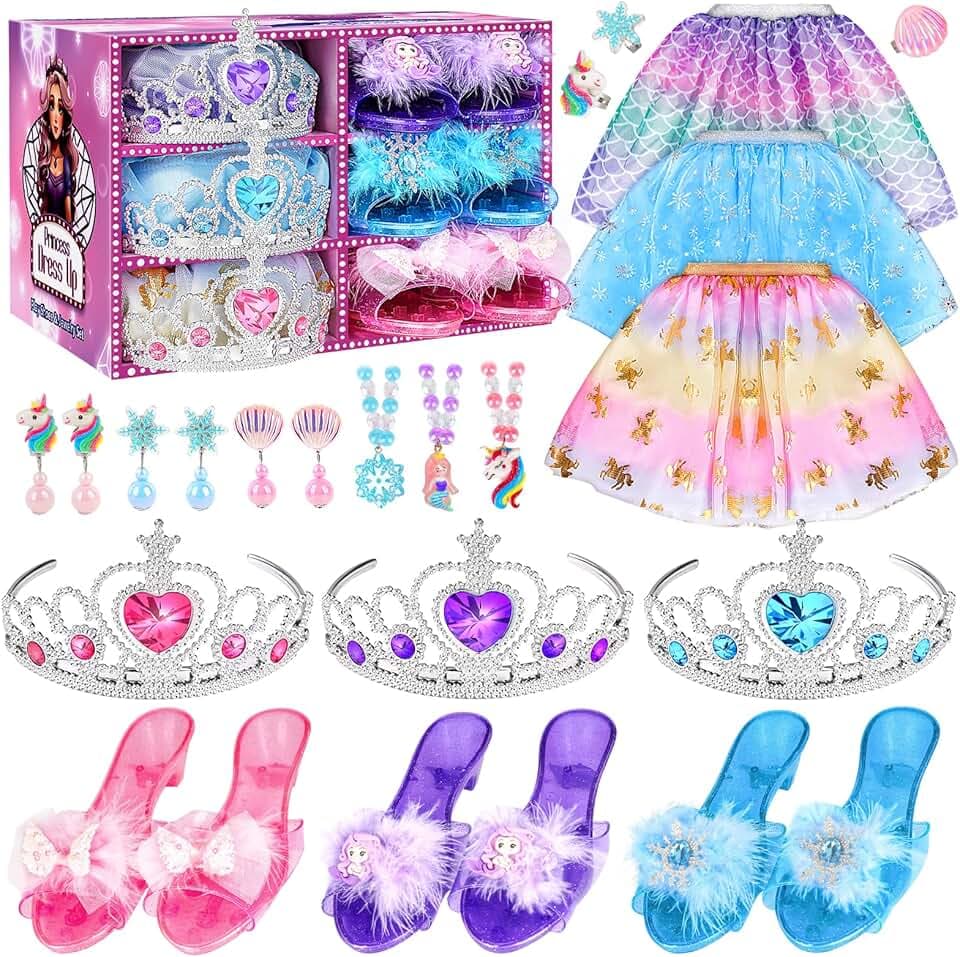 Dreamon Scarpe Principessa Bambina, Costume Principessa Bambina Vestito Carnevale Vestiti Adatto per 3 4 5 6 Anni Regali Halloween Natale
