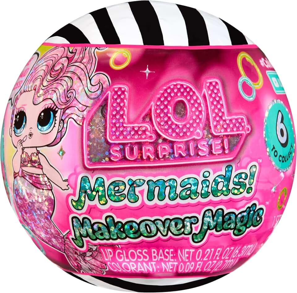 L.O.L. Surprise! Mermaids Makeover Magic Tots - Lucidalabbra fai da te per te e la tua bambola, mescola e crea il trucco, giochi d’acqua, 6 bambole da collezionare - Età 4+