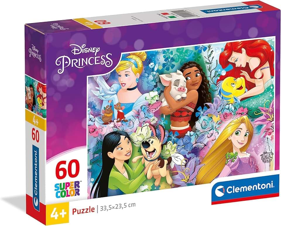 Clementoni - Puzzle Disney Princess 60 Pezzi Supercolor, Illustrazione Principesse Classici Disney, Idea Regalo, 33,5x23,5 cm, 26995 The Forest Stewardship Council