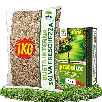 Albagarden - Semi Prato Universale Resistente - 40m² - Per Zone Ombreggiate e Soleggiate - Sementi Erba per Tappeti Erbosi Inverno Estate - Calpestabile - Rapida Crescita per ogni tipo di Terreno
