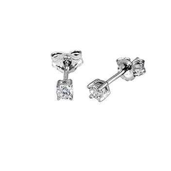 Gioielleria Bucci ORECCHINI PUNTO LUCE SOLITARIO IN ARGENTO RODIATO ORO BIANCO CON ZIRCONI 3 MM - Argento 925