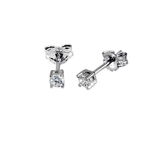 Gioielleria Bucci ORECCHINI PUNTO LUCE SOLITARIO IN ARGENTO RODIATO ORO BIANCO CON ZIRCONI 3 MM - Argento 925