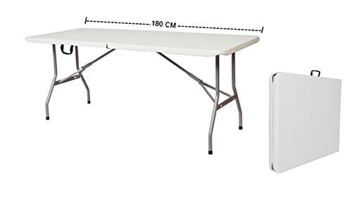GrecoShop Tavolo/Tavola Pieghevole a Valigetta Piano in Plastica HDPE Perfetto per Picnic Giardino Campeggio Feste Fiera Sagre Terrazza Bar Pub 180cm X 75cm X 74cm (Cod. 5477)
