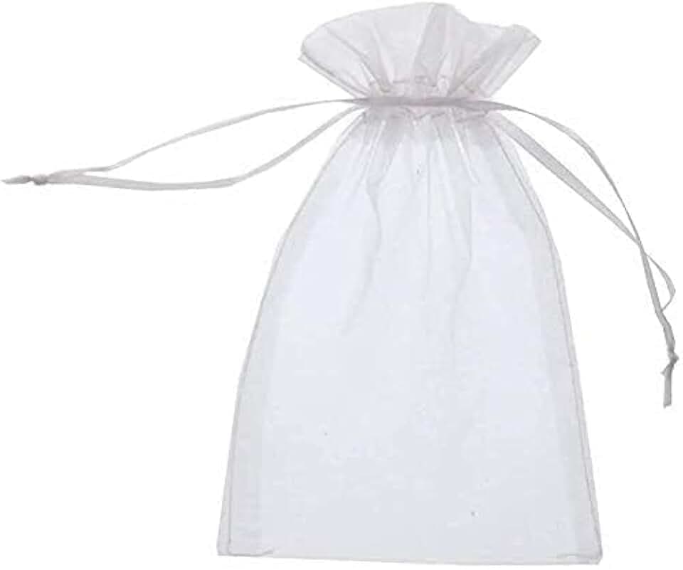 DAHI DAHI 50 pezzi Sacchetti in organza 15x20cm Bianco Trasparente Sacchetti Portaconfetti per Bomboniere Comunione Matrimonio Compleanno Gioielli Bustina Natale Regalo