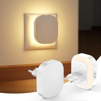 Suright 2 Pezz Luce Notturna Bambini, Luce Notturna da Presa con Sensore Movimento e Sensore Crepuscolare, Luminosità Regolabili, 2700K Lampada Notturna per Cameretta, Corridoio, Bagno