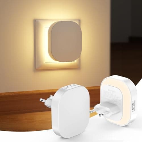 Suright 2 Pezz Luce Notturna Bambini, Luce Notturna da Presa con Sensore Movimento e Sensore Crepuscolare, Luminosità Regolabili, 2700K Lampada Notturna per Cameretta, Corridoio, Bagno