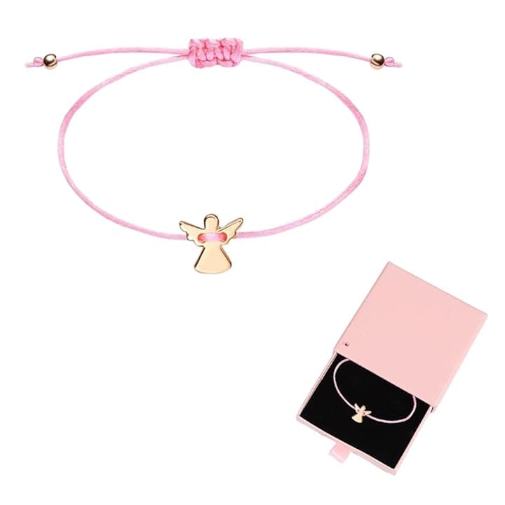 OUDQFCJ Braccialetto con angelo custode, in argento, regolabile, per comunione, regalo per ragazze, piccoli regali per comunione con confezione regalo