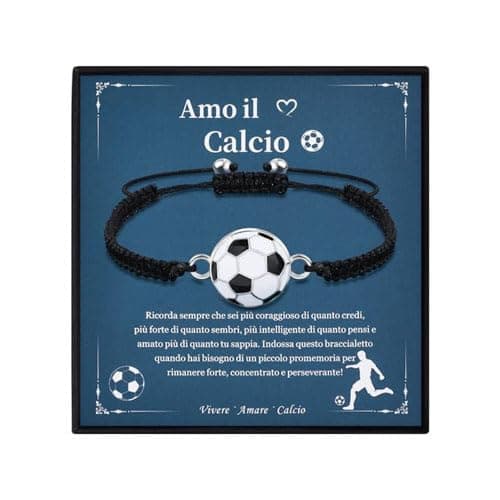 VGWON Regali Braccialetto di Calcio per Ragazzi, Regali di Compleanno e Natale per Ragazzo, Regali per Figli, Nipoti e Fratelli, Braccialetto di Calcio in Pietra Naturale 3D