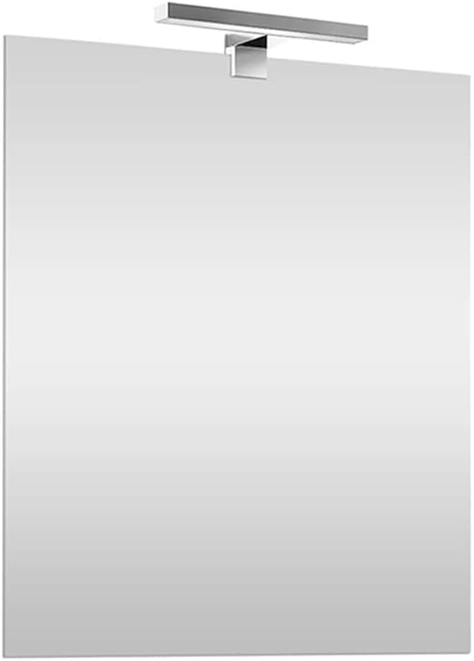 Inbagno Specchio con Lampada LED Reversibile, COMPLETA di luce LED cromata da 30 cm a risparmio energetico (Luce Naturale, 50x60 Reversibile)
