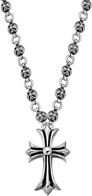 azttior Collana Croce in Acciaio Inossidabile per Uomo e Donna | Lunghezza Catena 50 cm | Design Classico e Elegante, Gioielli Religiosi Cristiani | Ciondolo Croce in Argento Resistente e Durevole