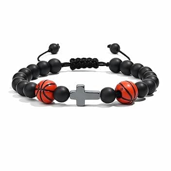 Luxorium Luxorium Regali Comunione Maschio Bracciale Bambino Comunione Basket Pietra Naturale Regolabile Idea Regalo per Cresima e Confermazione