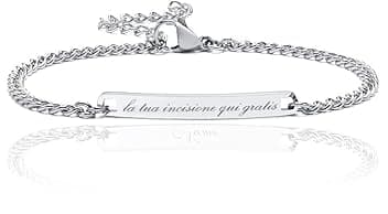 Maglione Gioielli Bracciale personalizzato festa del papà targhetta acciaio uomo regolabile