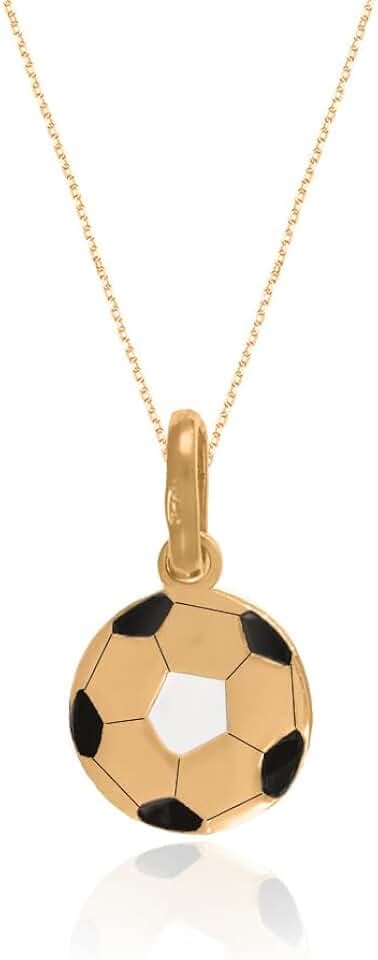 Sakrami Collana per bambini in oro 9 carati con pendente a forma di Pallone da Calcio smaltato – Gioielli sportivi per bambini e ragazzi – Idea regalo per Compleanni, Comunioni e Cresime + Confezione Regalo