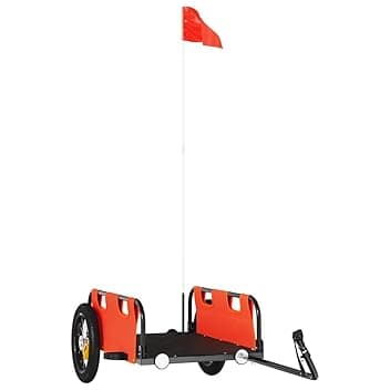 vidaXL Rimorchio da Bici Arancione Oxford e Ferro, rimorchio per Bicicletta, rimorchio per carico da Bicicletta, Passeggino per Bici