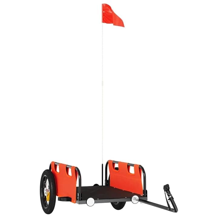 vidaXL Rimorchio da Bici Arancione Oxford e Ferro, rimorchio per Bicicletta, rimorchio per carico da Bicicletta, Passeggino per Bici