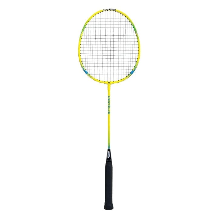 Talbot-Torro Racchetta da Badminton Attacker, per Principianti, in Acciaio Temprato, Forma Classica della Testa, Giallo/Blu, 429806
