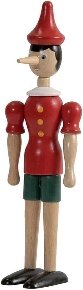 Marionetta in legno, Pinocchio, Disney, burattino, snodabile, artigianale, multicolore (30 cm)