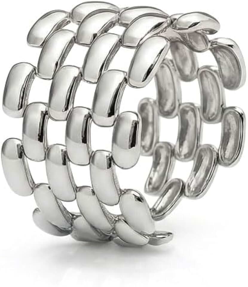 SAGA GIOIELLI Anello donna a fascia intrecciato regolabile in acciaio Inox - Regalo donna - Fidanzata - Confezione Regalo