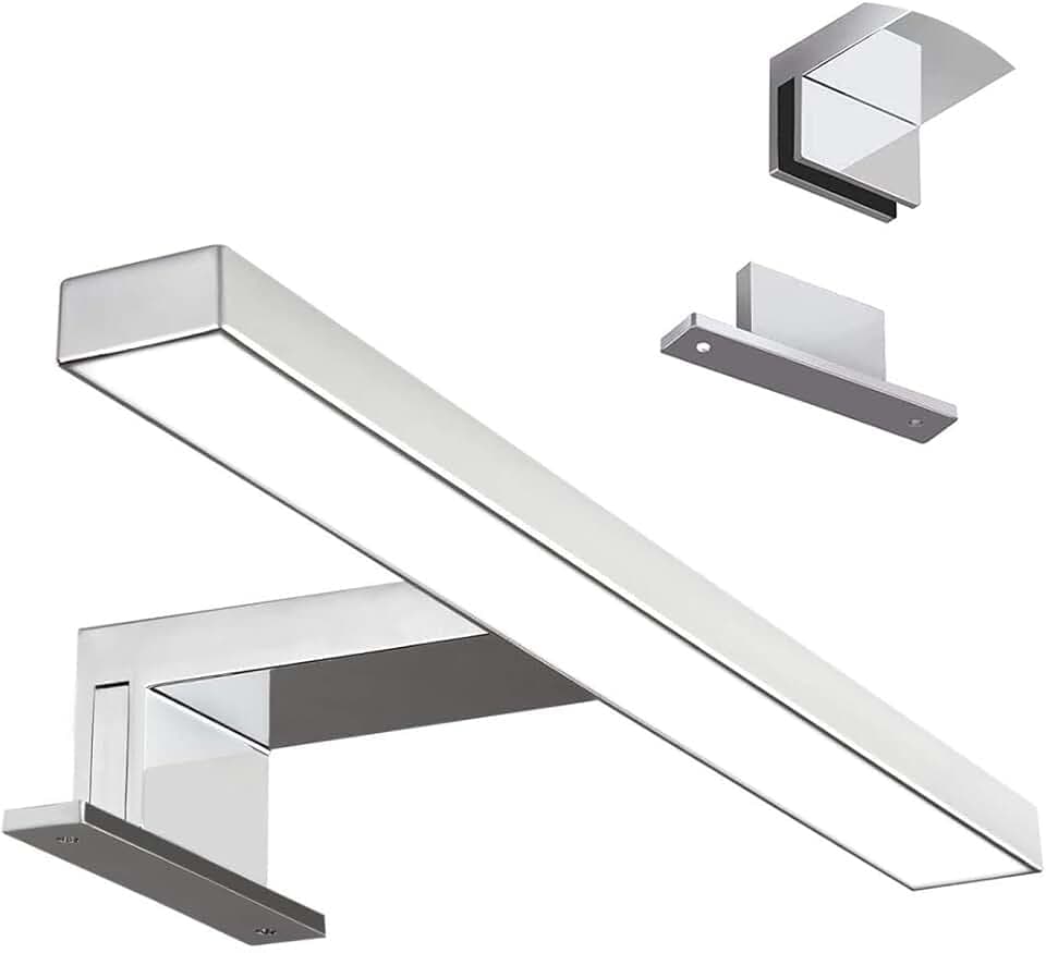 Lampada da Specchio LED Luce Bagno 30 cm 5W 230V 4000K / 6000K IP44 Mobili Arredo Cornice Armadio Trucco Applique Senza Sfarfallio Non Dimmerabile Bianco Naturale Neutro / Freddo (6000K - Luce Fredda)
