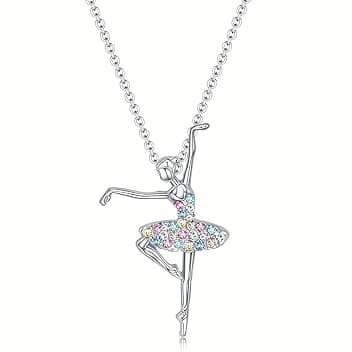 Visxcnu Visxcnu Collana in Argento 925 con Ciondolo a Forma di Angelo,Pendente Collana con Ciondolo a Forma di Ballerina, per Bambine,Ragazze,Ideale Come Regalo per la Prima Comunione