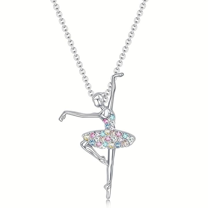 Visxcnu Visxcnu Collana in Argento 925 con Ciondolo a Forma di Angelo,Pendente Collana con Ciondolo a Forma di Ballerina, per Bambine,Ragazze,Ideale Come Regalo per la Prima Comunione